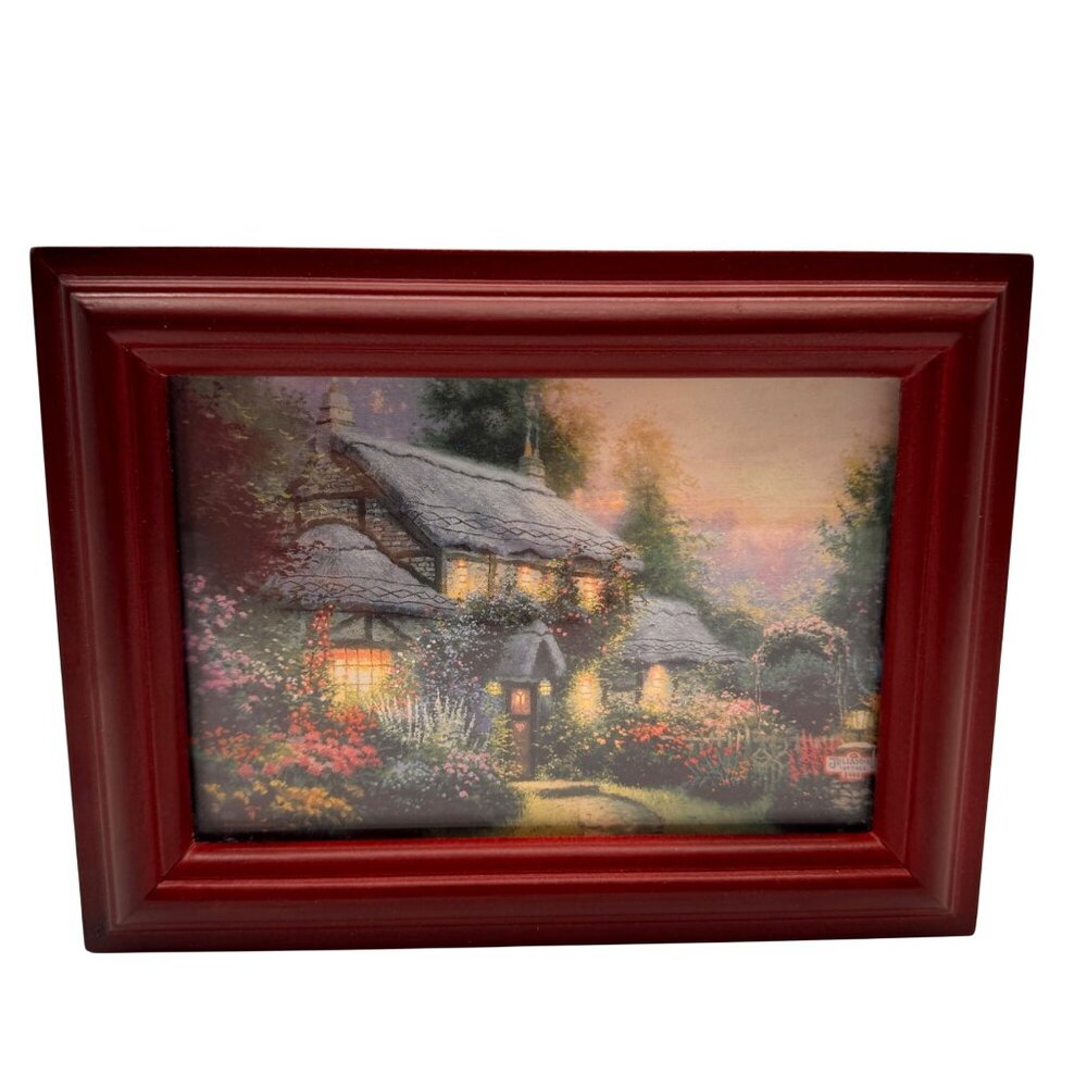 Thomas Kinkade Julianne's Cottage Trinket Jewelry Box Wood Hinged Storage